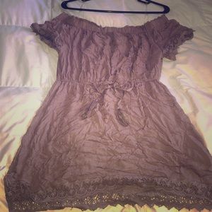 Brownish blush dress.